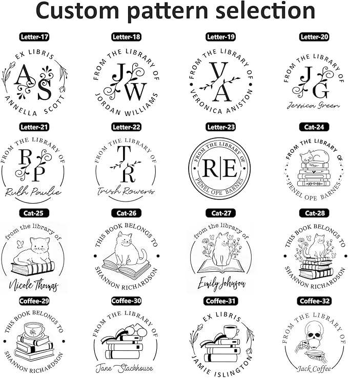 Embosser Stamp Custom - Book Stamp Personalized Gifts for Book Lovers, Readers, Home & Library Collections (Floral-05)