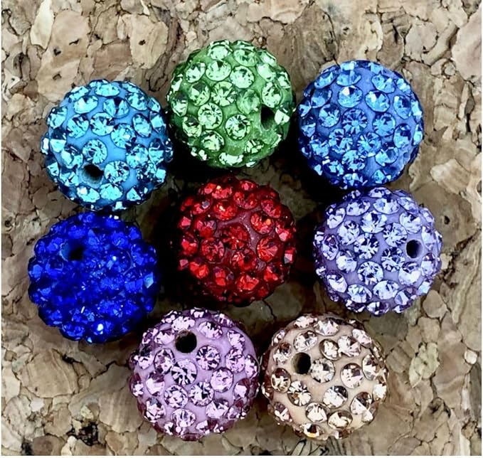 50pcs Adabele Grade A Suncatcher Crystal Rhinestone Pave Loose Beads 8mm Clear AB Polymer Clay Disco Ball Spacers Compatible with Shamballa All Craft Jewelry Making DB8-2