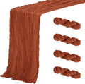 Aktor 4 Pack Terracotta Table Runner Boho Cheesecloth Table Runner Semi Sheer Gauze Fabric Runners for Wedding Birthday Baby Shower Party Boho Table Decoration（Terracotta）