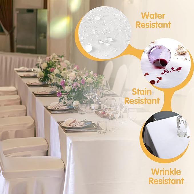 BRILLMAX 6 Pack White Tablecloths for 6 Foot Rectangle Tables 60 x 102 Inch - 6ft Rectangular Bulk Linen Polyester Fabric Washable Cloth Cover for Wedding Reception Banquet Birthday Party