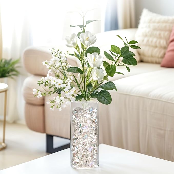 DomeStar Dazzling Fake Ice, 150PCS Sparkling Fake Diamonds, Iridescent Clear Gem Stones Vase Fillers DIY Crafts Wedding Table Scatter Decoration