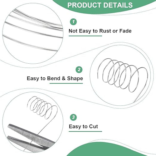 0.3mm Jewelry Wire, 28 Gauge 328FT Craft Wire Copper Beading Wire for Jewelry Making/Planting/Weaving/DIY Crafting, Soft Metal Wires [100M, Silver White]