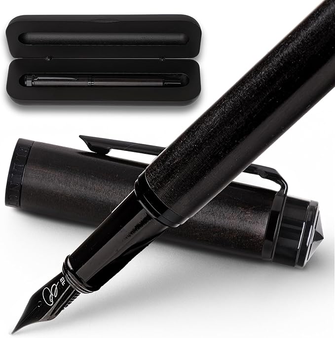 Ellington Pens Elegant Wood Fountain Pen Set – Includes Wooden Pen Box, Ink Converter, 6 Ink Cartridges, and Gift Box – Writing, Calligraphy