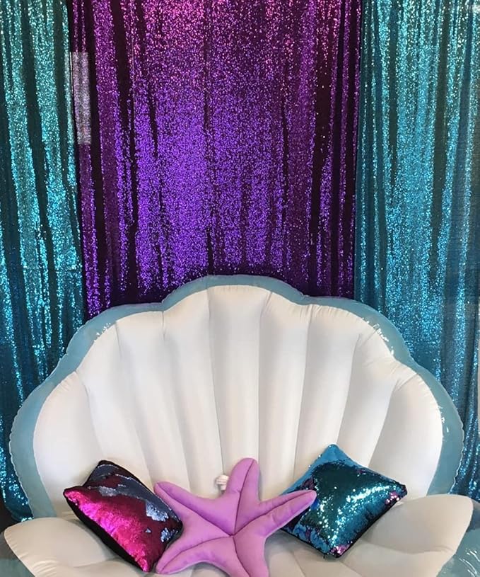Purple Sequin Backdrop Curtains, 2 Panels Purple Sequin Backdrop, 2FTx8FT Sequin Curtains for Party Wedding Sequence Backdrop