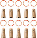 Aluan Orange Halloween Lights Wine Bottle Lights with Cork 10 Pack 20 LED Fall Table Decor for Home, Christmas Mini Fairy Lights Battery Operated Cork Lamp for Liquor Bottles Party Wedding Decoration