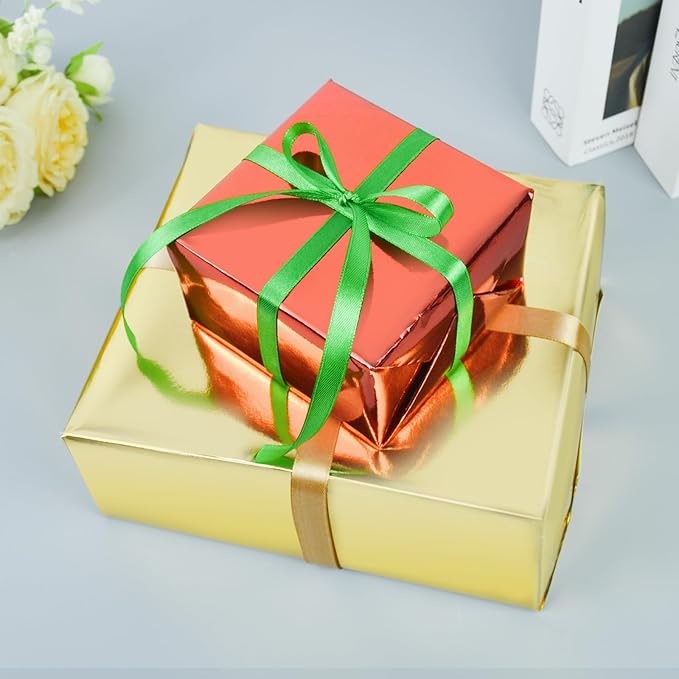 KMER LIFE Metallic Wrapping Roll (Gold) - 17 x 394 Inch, Premium Gift Wrapping for Birthday, Wedding, Christmas, Parties