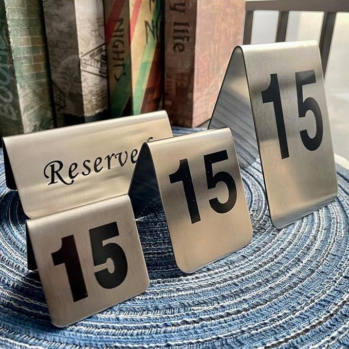 10 Pcs Metal Place Cards Stackable Tent Style Table Numbers，Place Card Holders for Celebration Wedding Party Restaurants Cafes Bars Gatherings meeting Room Board Game Serial (Small 11-20, Black)