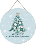 CGBHW Coastal Christmas Tree Wooden Sign, Ocean Coastal Holiday Christmas Xmas Beach Hanging Sign Wall Decor, Have yourself a Merry Little Christmas Tree Shell Beach Home Door Decor 12 x 6 Inch