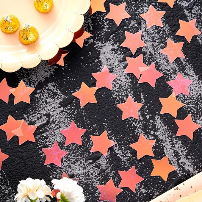 Iridescent Star Confetti Holographic Table Decoration for Baby Shower Birthday Theme Party,1.2 inch in Diameter,200 Counts