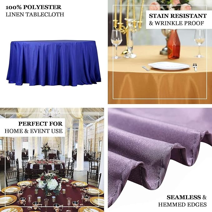 Efavormart Round Tablecloth, 132 Inch Stain & Wrinkle Resistant Washable Table Cloth, Decorative Polyester Fabric Table Cover for Banquet, Wedding, Dining- Purple