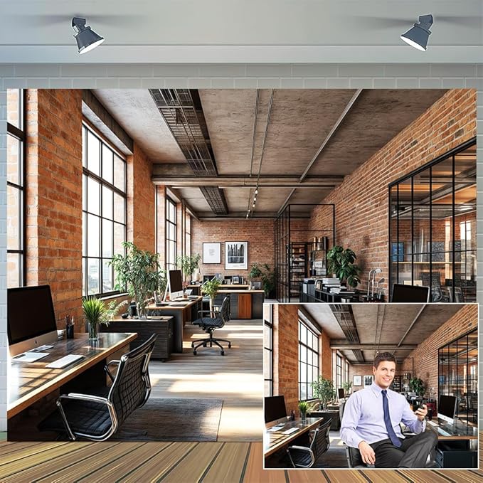 8X6ft Office Video Photo Backdrop Photography Background for Recording Conference, Zoom Home Podcast Backdrops Photo Booth Prop Decorations Wall Decor Tablecloth