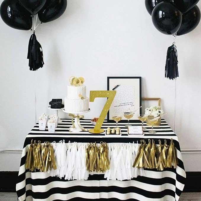 TONIFUL 11.8 Inch Gold Glitter Numbers Table Centerpieces 0-9 Birthday Party Decorations,Shining Gold Digital 7 for Birthday Party,Wedding,Bridal Shower,Engagement,Photo Shoot,Anniversary