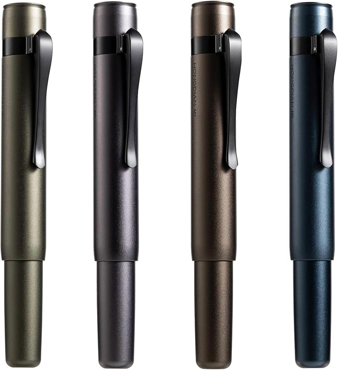 Hongdian M2 Black Forest Mini Fountain Pen, Fine Soft Nib & Sleek Shape Aluminium Short Pocket Travel Pen (Space Gray)