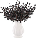 40 Pcs Artificial Berry Stems Branches, Halloween Black Faux Holly Berries Picks Ornaments for Christmas Tree Wreath DIY Craft Decorations Holiday Home Decor (40, Black)