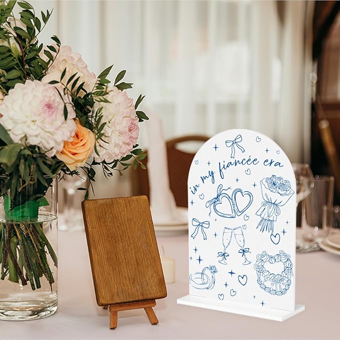 Bride to be Gifts in My Fiance Era Engagement Gifts for Couples Newlyweds Bridal Shower Gift Clear Acrylic Desk Decor Sign for Home Office 7 x 5 Inches