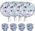 4pcs Disco Round Foldable Hand Fan Japanese Foldable Fan Style Handheld Compact Cooling Fans,Round Folding Fan for Outdoor Games,Xmas Decoration,Festival,Party Favors,Travel,Events
