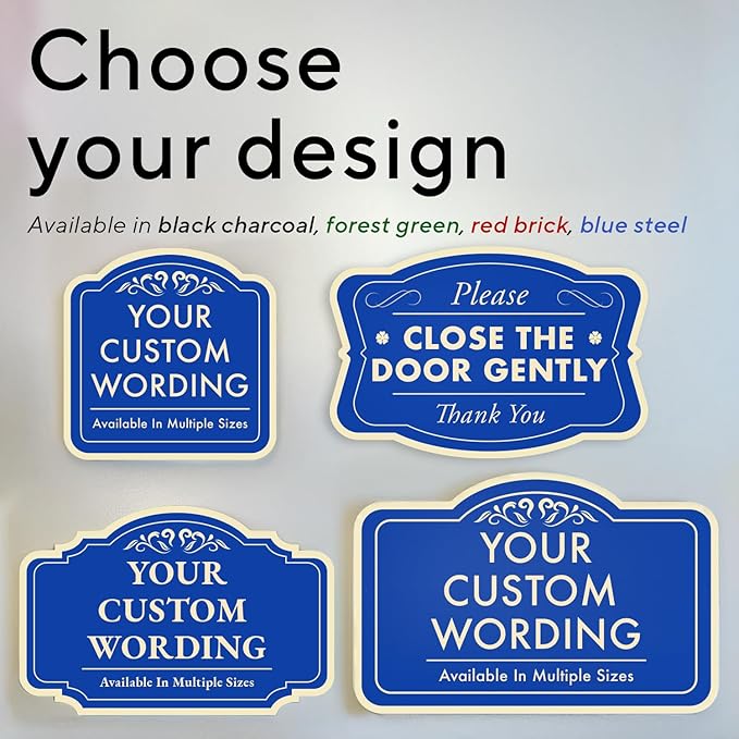 Custom Decorative Outdoor Metal Signs, Personalized Aluminum Signs, Customized Driveway Signs, Waterproof Signs Made In USA, Design 1 Blue Steel 36x24 In
