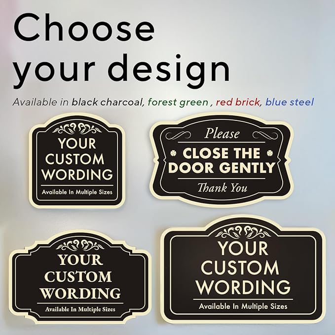 Custom Decorative Outdoor Metal Signs, Aluminum, Customized Driveway Signs, Waterproof, Made In USA, Style 1 Black Charcoal 14x10 In