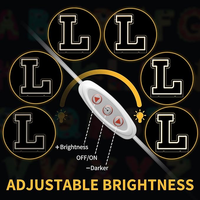 Light Up Letters L, Led Marquee Letter Lights Neon Sign, 13.9" Height Decorative Lighted Alphabet Number, Battery/USB Powered Led Letters Lights for Wedding, Birthday, Party, Christmas or Home Decor