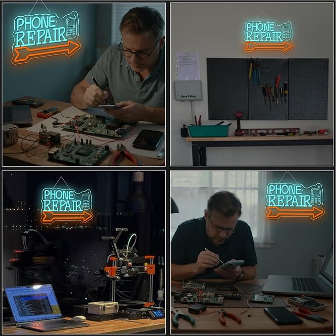 Looklight Phone Repair Neon Sign Dimmale Neon Lights For Wall Decor Led Lights ForMobile Phone Repair Shop Business Cellphone Repair Shop Decor USB Powered 14.6x9.1in