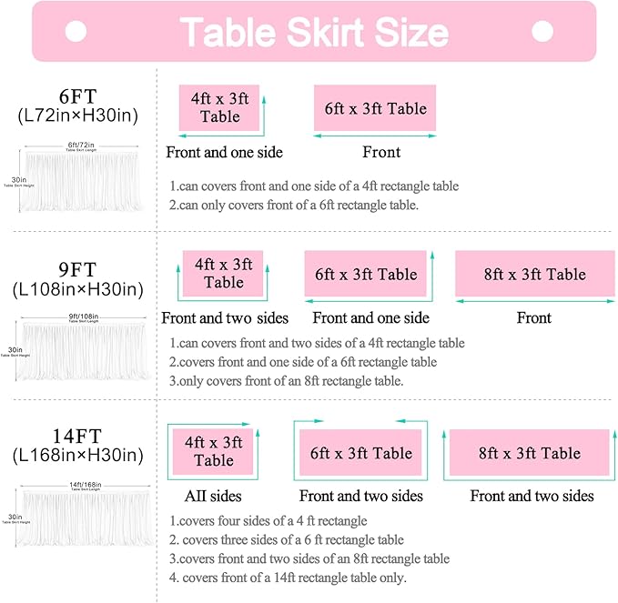 14ft Black Tulle Table Skirt for Rectangle Table or Round Tables Tutu Table Cloth for Birthday Party Baby Shower Wedding Parties Dessert Buffet Banquet Decorations