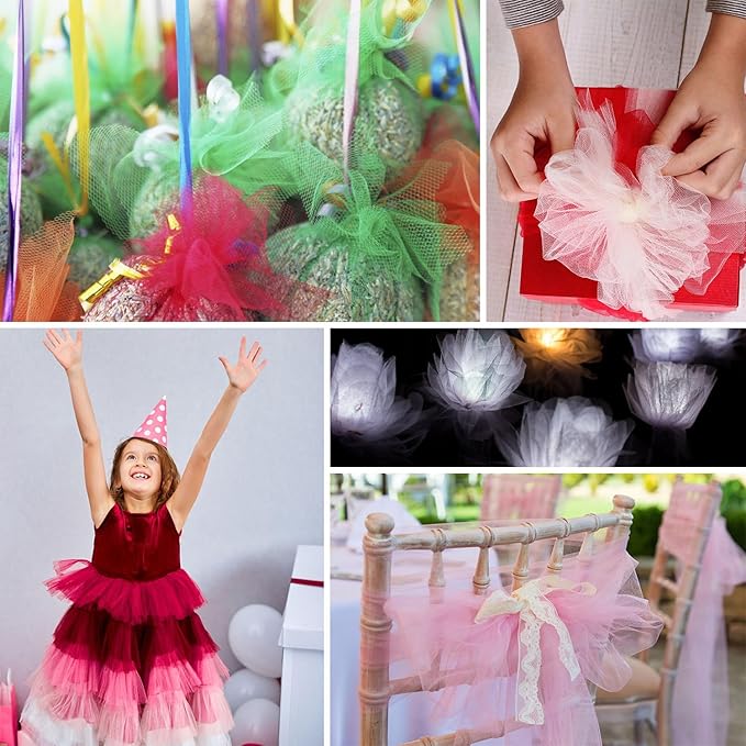 54" Tulle Fabric Rolls Blush Tutu Spool Bolt for DIY Wedding Decoration Baby Shower Tutu Skirt Gift Wrapping Roll Packaging