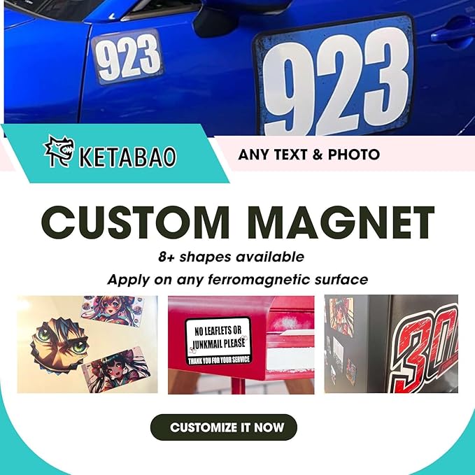 KETABAO – 4" Custom Heart Photo Magnets - Upload Your Photo for Personalized Magnets - Choose Your Shape - Add Your Text Fridge, Locker, and Car & More