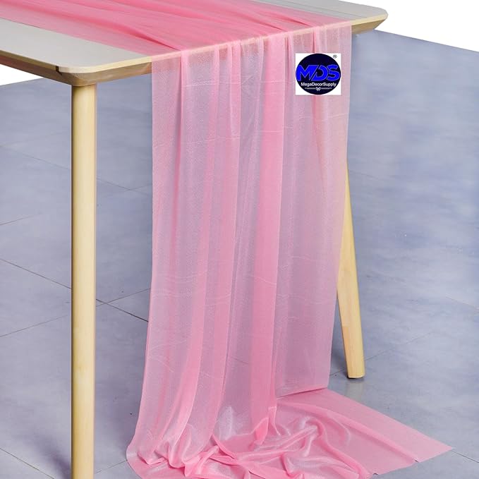 MDS Halloween Chiffon Table Runner - 20 Pack, 29 x 170 Inches, 14ft Each - Sheer Spooky Table Runners for Haunted House Parties, Trick-or-Treat Tables, Witchy Décor, Wedding & Events - Coral