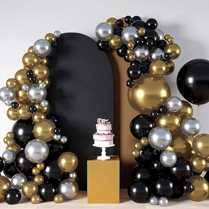 Wedding Arch Cover Spandex Arch Backdrop Cover 7.2FT,6FT Set of 2 Arch Covers Stretchy Backdrop for Wedding Birthday Party Decoration Baby Shower Banquet (Black)
