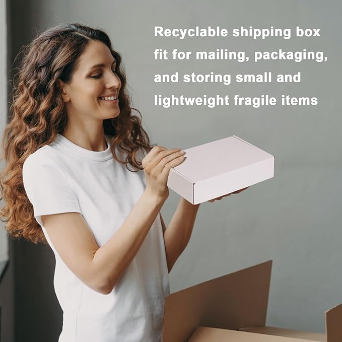 MEBRUDY 9x6x2 Inches Shipping Boxes Pack of 50, Small Corrugated Cardboard Box for Mailing Mailer Packing, White