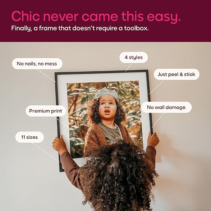 Mixtiles Official - Custom Photo Tiles - Personalized Printed Photos - Magnetic Wall Frames - Adhesive Sticker, No Nails - Various Sizes and Frames - 8x8-9Tile - Oak Frame