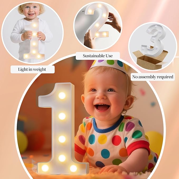 LED Marquee Light Up Numbers Sign - Lighted Birthday Numbers Sign for Birthday Party Decoration, Bar Wall, Home, Table Room, Wedding and Christmas Decorations, Number 4