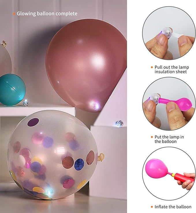 Aogist 100pcs Balloon Lights,Long Standby Time Waterproof Twinkle Mini Light,Battery Powered,Round LED Ball Lamp for Balloon Paper Lantern Party Wedding Christmas Halloween Decorative,Purple-Flash