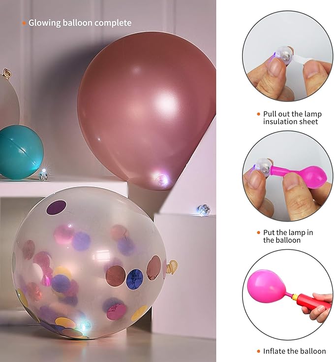 Aogist 100pcs Balloon Lights,Long Standby Time Waterproof Twinkle Mini Light,Battery Powered,Round LED Ball Lamp for Balloon Paper Lantern Party Wedding Christmas Halloween Decorative,10 Colors Flash