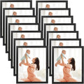 CRUGLA 8x10 Magnetic Picture Frames for Refrigerator 12 Packs, Modified Magnetic Sheet with Self Adhesive Backing, Black 8 by 10 Magnetic Photo Craft Frame Set for Glass Window Door Cubicle