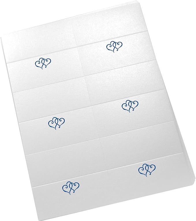 Linked Hearts Printable Place Cards, Royal Blue (Choose Color), Set of 60 (10 Sheets), Laser & Inkjet Printers - Wedding, Party, Dinner, and Special Events - Made in the USA