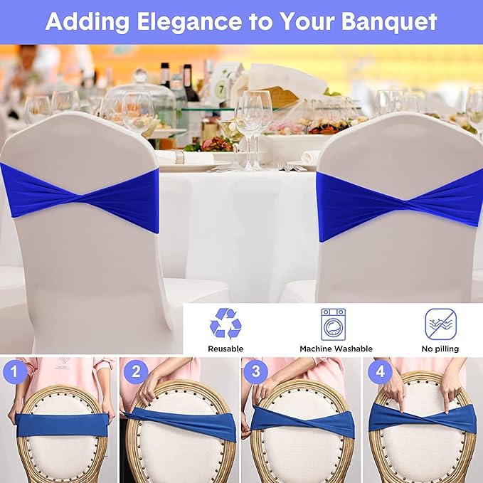 VDS Pack of 75 PCS | Pink | Spandex Chair Sashes Bows Without Buckle | Stretch Elastic Banquet Universal Folding Chair Band Tie with for Wedding Party Conference Celebration Event Decoration