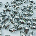 200pcs 4x6mm Teardrop Crystal Glass Beads Vertical Hole Faceted Glass Teardrop Spacer Beads for Bracelets Necklace Earring DIY Jewelry Making Craft(Silver)