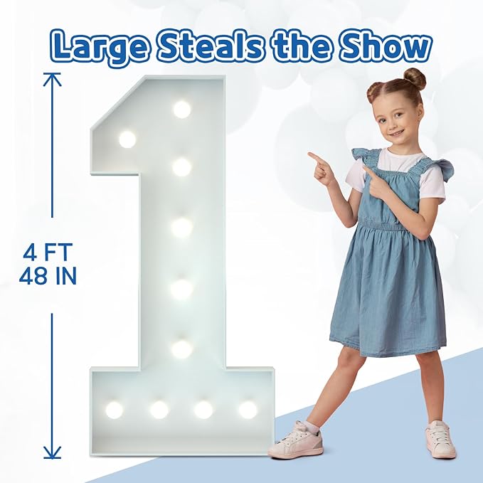 Marquee Numbers 4 Feet Tall Big Light Up Numbers 90th Birthday Decorations Women Men White Anniversary Party Decor Large Cardboard Prop Backdrop Sign 90