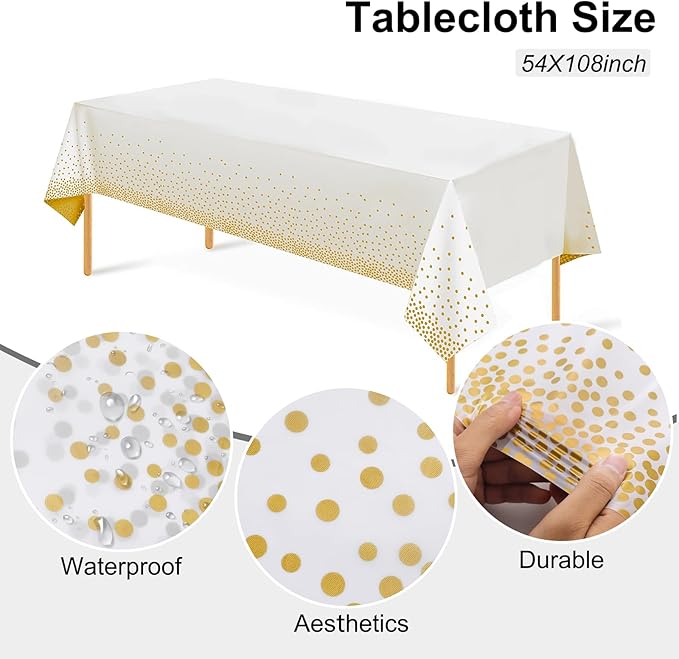 Festiva 176Pcs Gold Plates Disposable - Square Party Plates Dinnerware Sets - include Cups,Plastic Cutlery,Hand Napkins，Tablecloth for 25 Guests Party&Wedding&Christmas&Thanksgiving