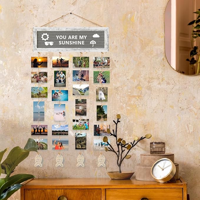 Picture Frames Collage Wall Decor Hanging Photo Display, Birthday Gifts for Mom Grandma Teen Girl, Felt Letter Board with 270 Letters and 30 Clips, Unique DIY Collage Picture Frames for Mothers Day