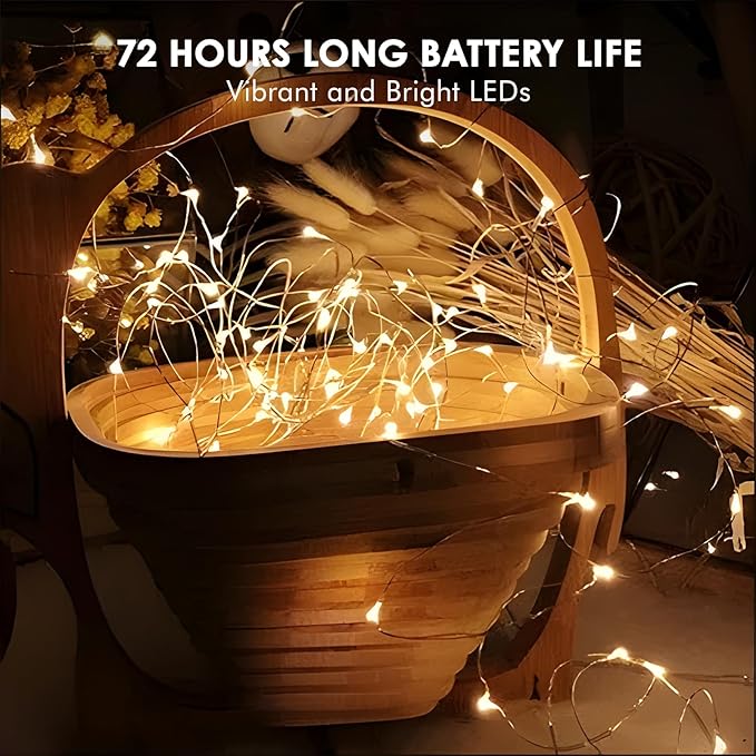 12 Pack Fairy Lights Battery Operated String Lights，7FT 20LED Waterproof Silver Wire Christmas Lights Outdoor,Firefly Mini Lights for Bedroom Party Birthday Wedding Home Decor