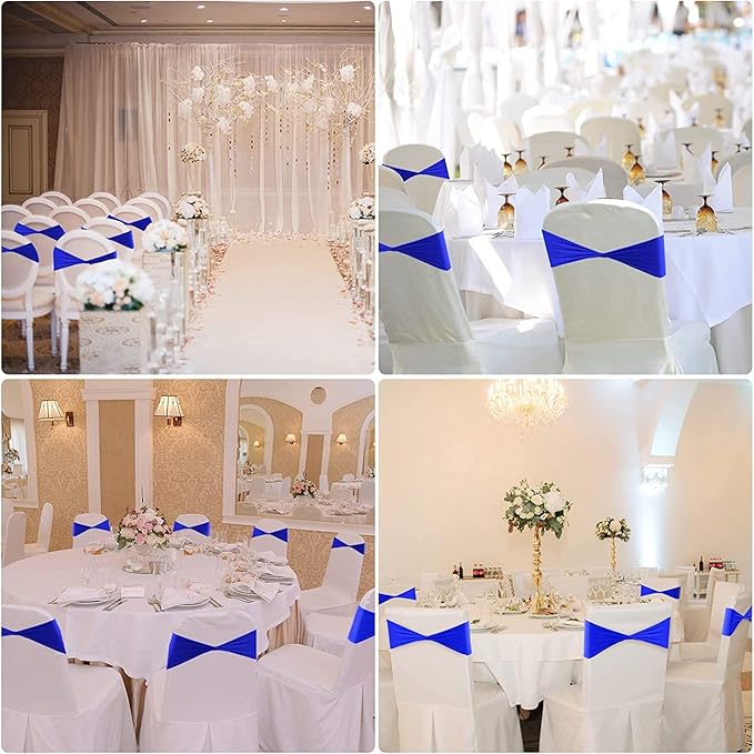 VDS Pack of 75 PCS | Gold | Spandex Chair Sashes Bows Without Buckle | Stretch Elastic Banquet Universal Folding Chair Band Tie with for Wedding Party Conference Celebration Event Decoration