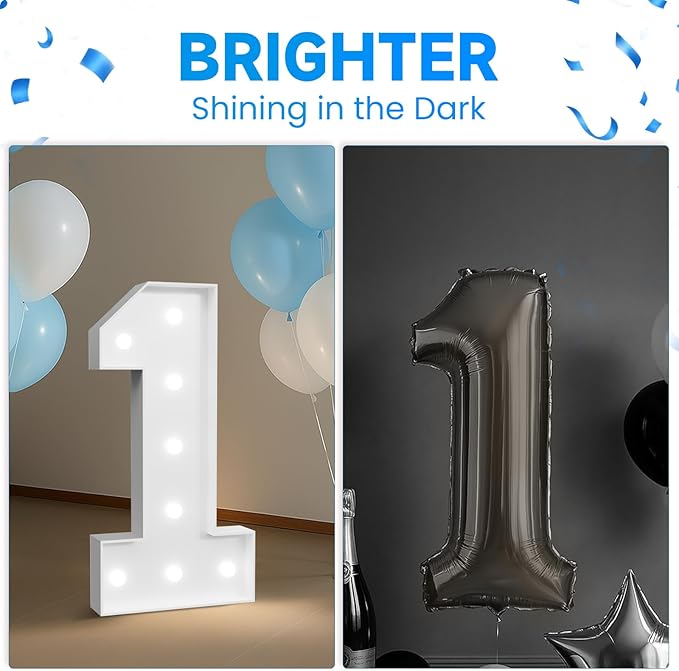 3FT Marquee Numbers 3 for 3rd, 30th Birthday Party Decorations, Large Light Up Number 3 Sign for Anniversary Decor, Backdrop, Big Marquee Number, Pre-Cut Foam Board Kit