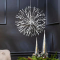 Christmas led Sparkle Ball Hanging Outdoor décorations -Haning Twig Ball,Snowflake Ornament Lights Indoor Outdoor Festive Holiday Décor 24Inch (Cool White)