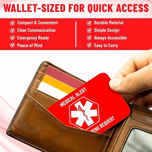 Bariatric Card for Restaurants, Special Menu Request Card, Portion Control Restaurant Request for Bariatric or Gastric Sleeve Patients, Wallet Sized, Set of 2 Cards (2, Red, 3.375in x 2.125in)
