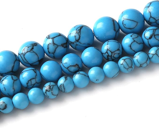 River Stone Blue Turquoise Stone Beads for Jewelry Making DIY Craft Gemstone Beads Kit (10mm, 35pcs) Cosmic Crystal Pebbles for Bracelets, Necklaces, Home Decor