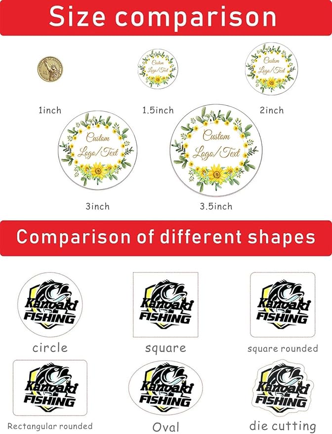 Custom Stickers for Weddings, Birthdays & Businesses - Personalized Labels with Your Logo - Waterproof, Fade and Heat Resistant - Pack of 100-1000 (Wreath S, 3 Inch)