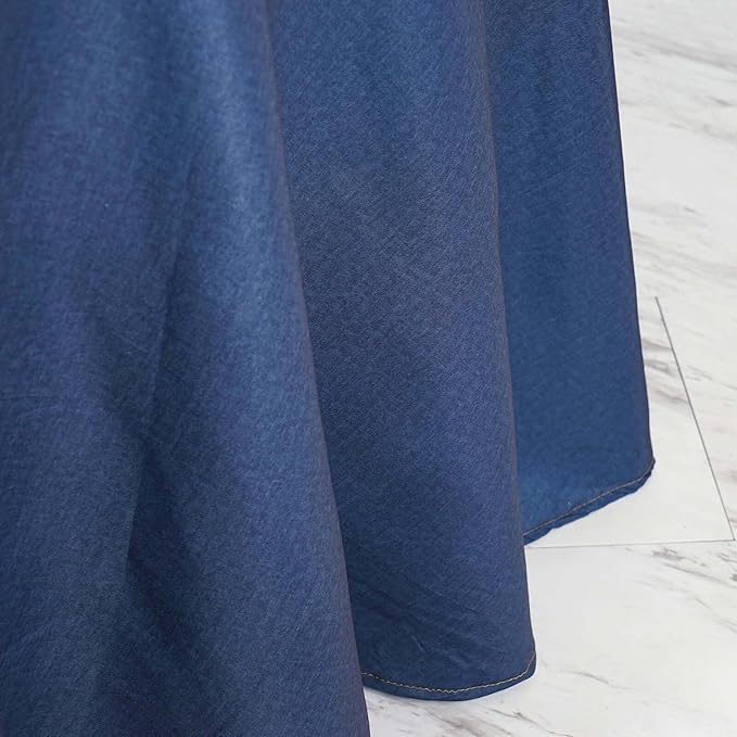Efavormart 120" Dark Blue Faux Denim Polyester Round Tablecloth for Wedding Party Banquet Restaurant