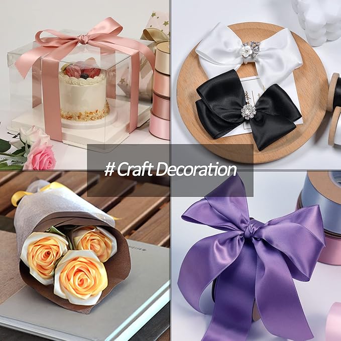 1-1/2 inches Wide x 100 Yards Single Faced Pink Satin Ribbon, Azalea Ribbon Use for Bows Bouquet, Gift Wrapping, Wedding Decoration, Floral Arrangement (Pink)